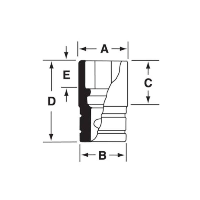 GSFS161 - Nasadka czerniona 3/8" 6-kątna, długa, calowa, 1/2"