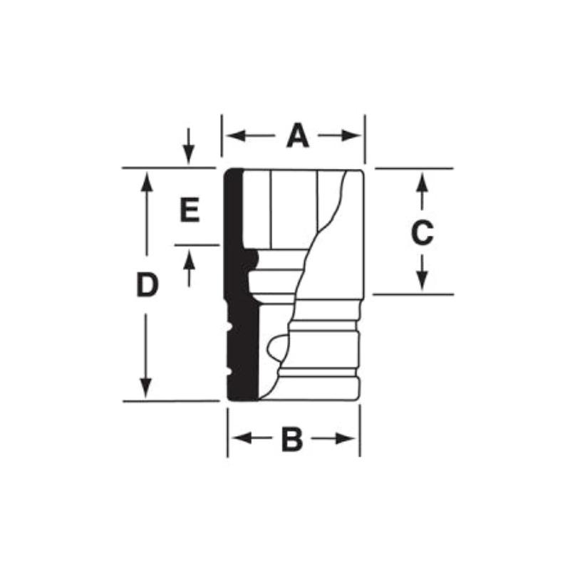 GSTMD10 - Nasadka czerniona 1/4" 12-kątna, długa, calowa, 5/16"