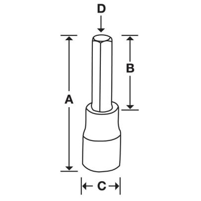GTMA3E - Nasadka trzpieniowa  1/4" czerniona do śrub 6-kątnych calowych, 3/32"
