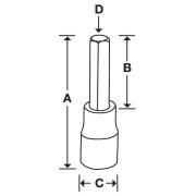 GTMA6E - Nasadka trzpieniowa  1/4" czerniona do śrub 6-kątnych calowych, 3/16"
