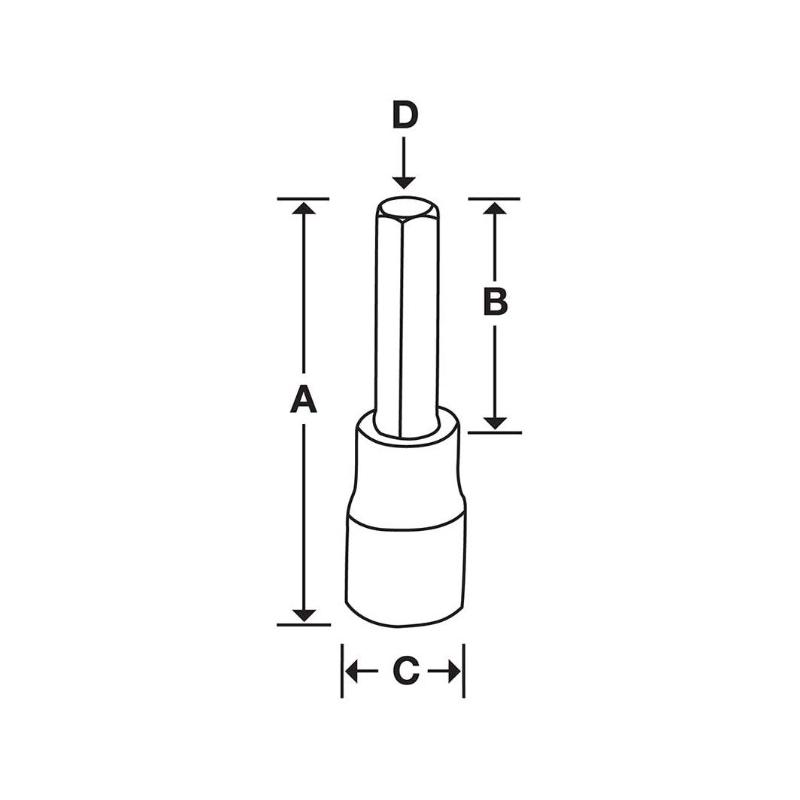 GTMA8E - Nasadka trzpieniowa  1/4" czerniona do śrub 6-kątnych calowych, 1/4"