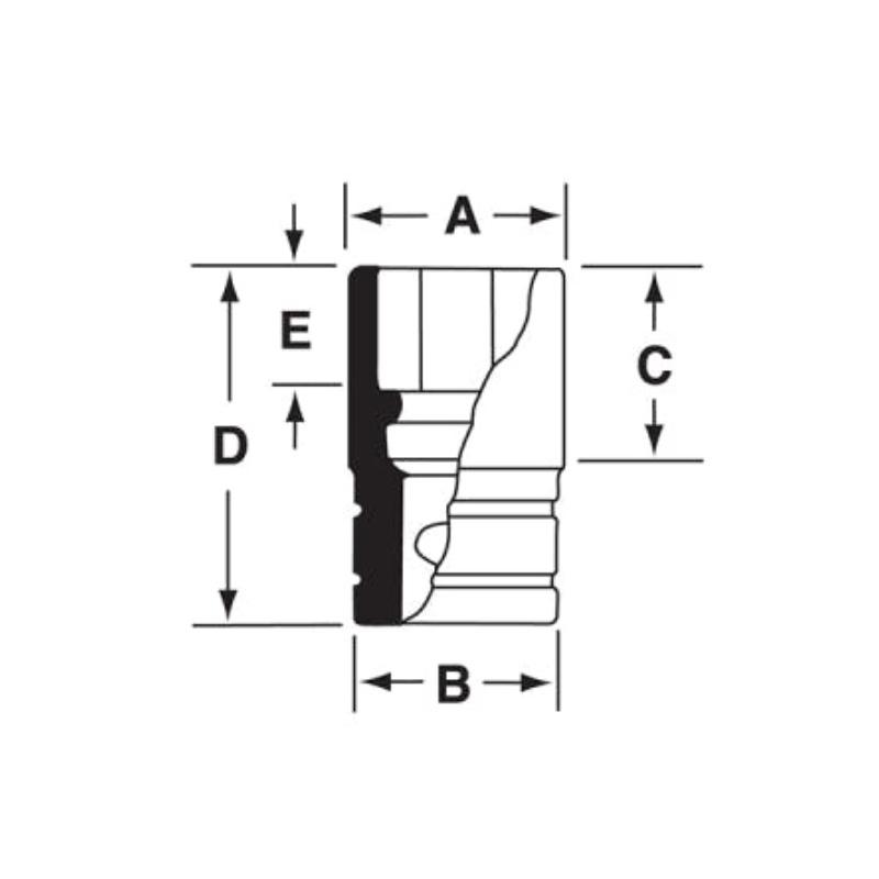 GTMD7 - Nasadka czerniona 1/4" 12-kątna, krótka, calowa, 7/32"