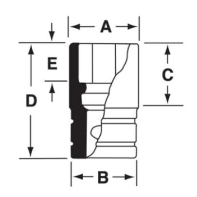 GTMD7 - Nasadka czerniona 1/4" 12-kątna, krótka, calowa, 7/32"