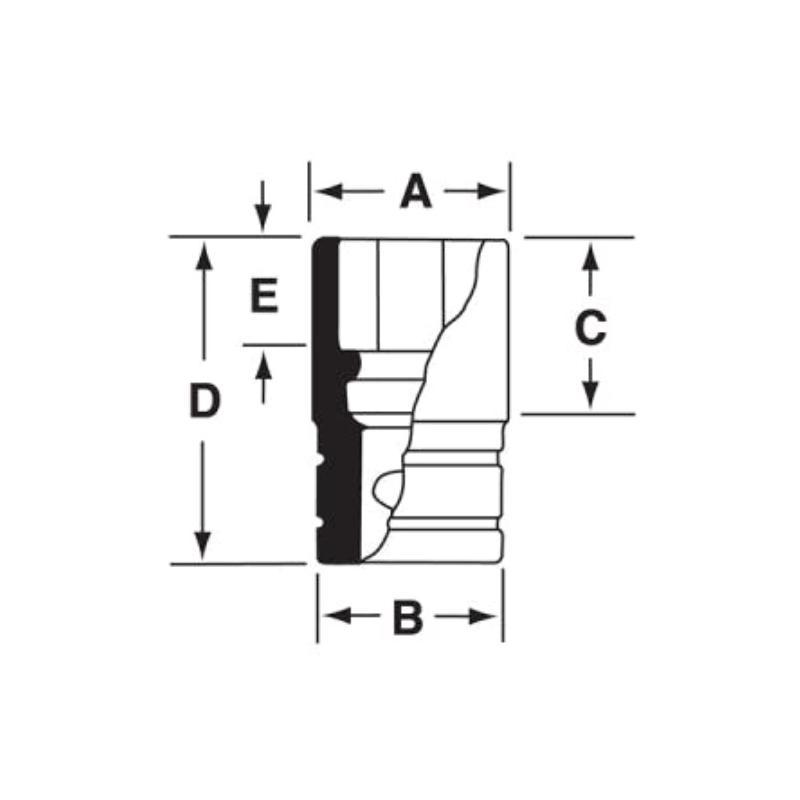 GTMD8 - Nasadka czerniona 1/4" 12-kątna, krótka, calowa, 1/4"