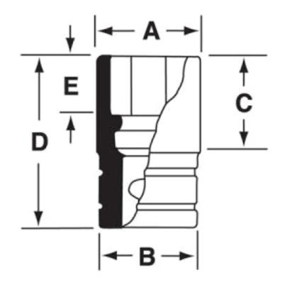 GTMD9 - Nasadka czerniona 1/4" 12-kątna, krótka, calowa, 9/32"