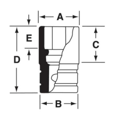GTMD14 - Nasadka czerniona 1/4" 12-kątna, krótka, calowa, 7/16"