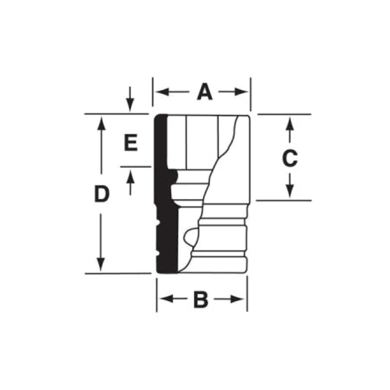 GTS381 - Nasadka czerniona 1/2" 6-kątna, długa, calowa, 1'3/16"