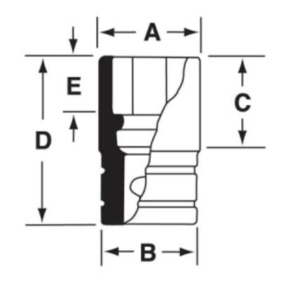 GTS381 - Nasadka czerniona 1/2" 6-kątna, długa, calowa, 1'3/16"