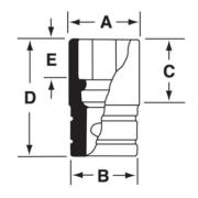GTS401 - Nasadka czerniona 1/2" 6-kątna, długa, calowa, 1'1/4"