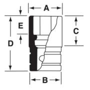 GTW121A - Nasadka czerniona 1/2" 6-kątna, krótka, calowa, 3/8"
