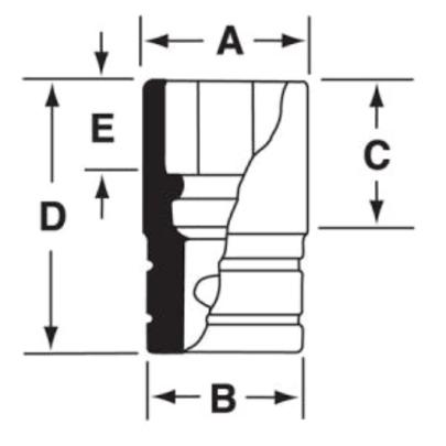 GTW121A - Nasadka czerniona 1/2" 6-kątna, krótka, calowa, 3/8"