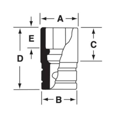 IMDF160 - Nasadka udarowa 3/8" 12-kątna, krótka, calowa, 1/2"