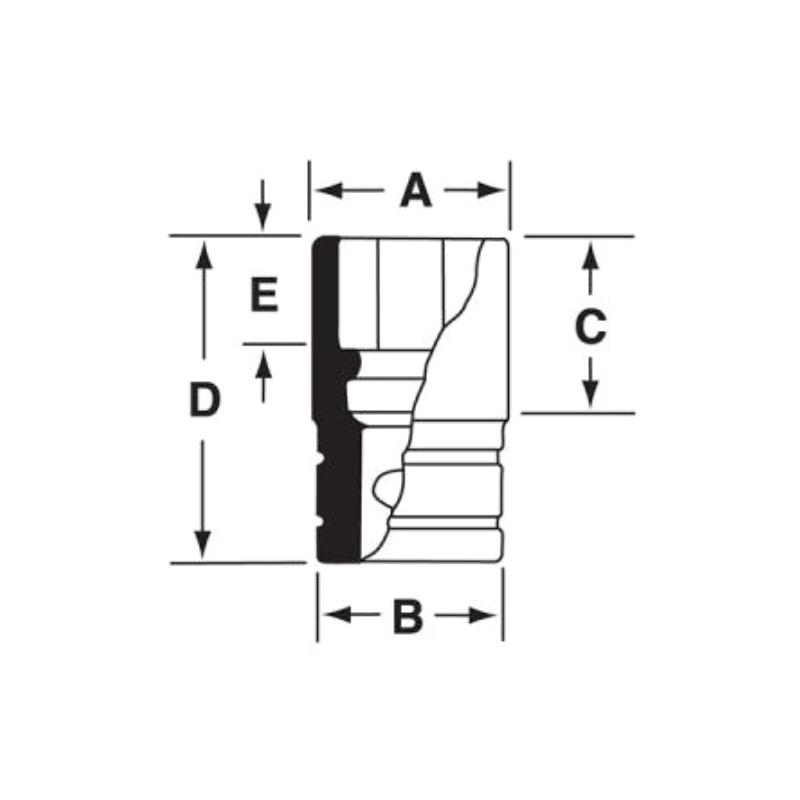 IMDFM12 - Nasadka udarowa 3/8" 12-kątna, krótka, metryczna, 12 mm