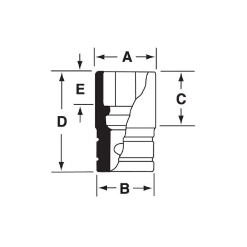 IMDFM15 - Nasadka udarowa 3/8" 12-kątna, krótka, metryczna, 15 mm