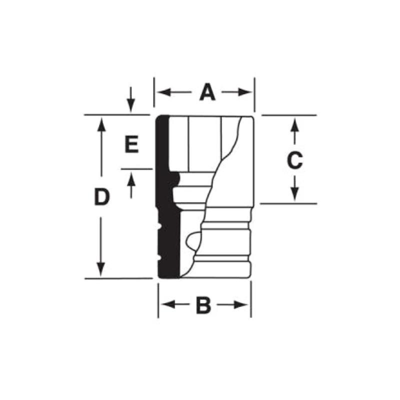 IMDFM16 - Nasadka udarowa 3/8" 12-kątna, krótka, metryczna, 16 mm