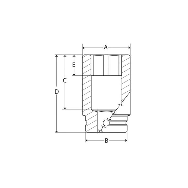 IMDM150A - Nasadka udarowa 1/2" 12-kątna, krótka, metryczna, 15 mm