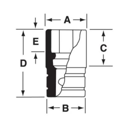 IMF080 - Nasadka udarowa 3/8" 6-kątna, krótka, calowa, 1/4"
