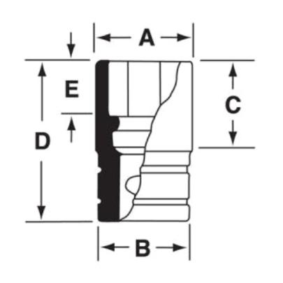 IMF100A - Nasadka udarowa 3/8" 6-kątna, krótka, calowa, 5/16"