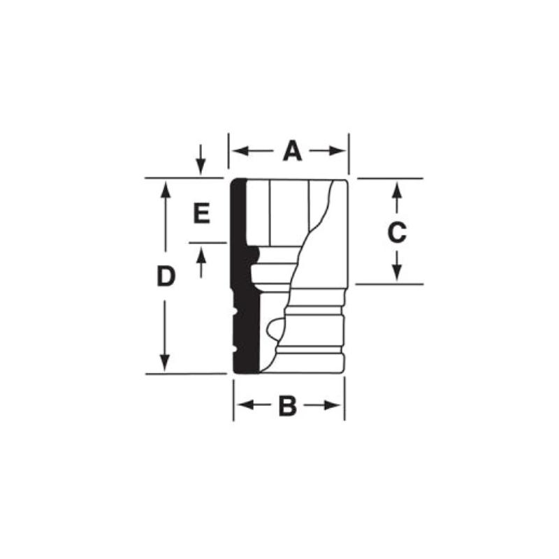 IMF120A - Nasadka udarowa 3/8" 6-kątna, krótka, calowa, 3/8"
