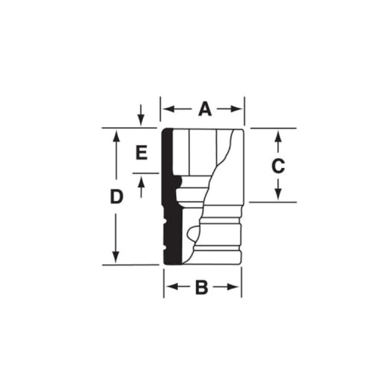 IMF320 - Nasadka udarowa 3/8" 6-kątna, krótka, calowa, 1"