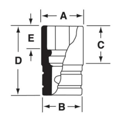 IMFM21 - Nasadka udarowa 3/8" 6-kątna, krótka, metryczna, 21 mm