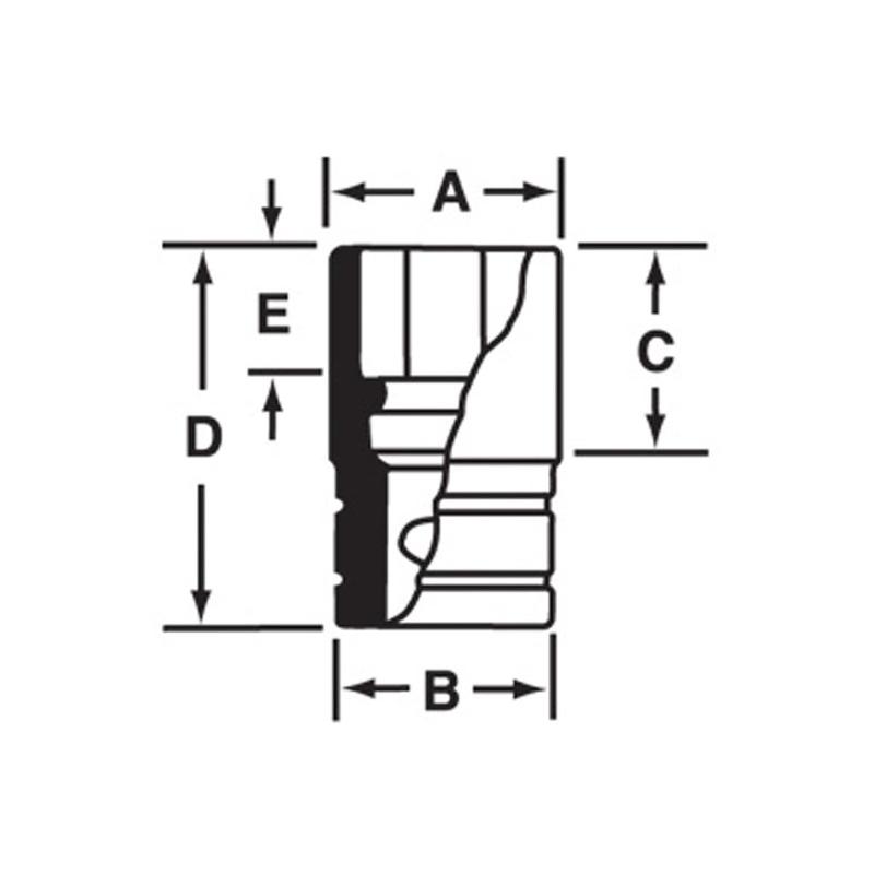 IMFS10A - Nasadka udarowa 3/8" 6-kątna, Semi-Deep, calowa, 5/16"