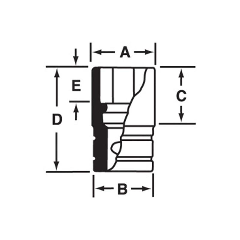 IMFS12A - Nasadka udarowa 3/8" 6-kątna, Semi-Deep, calowa, 3/8"