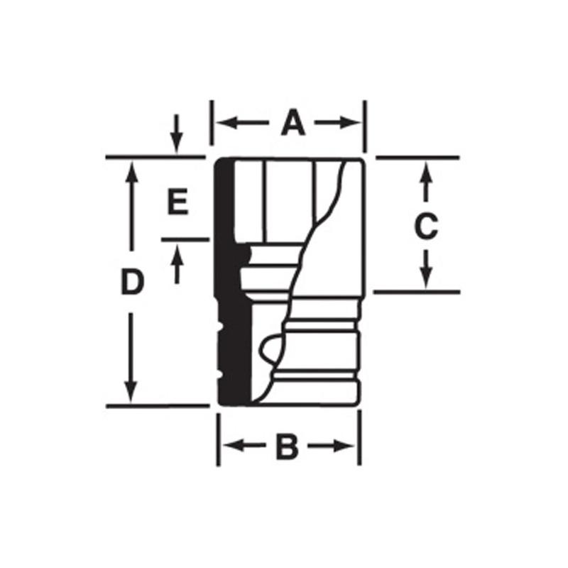 IMFS16 - Nasadka udarowa 3/8" 6-kątna, Semi-Deep, calowa, 1/2"