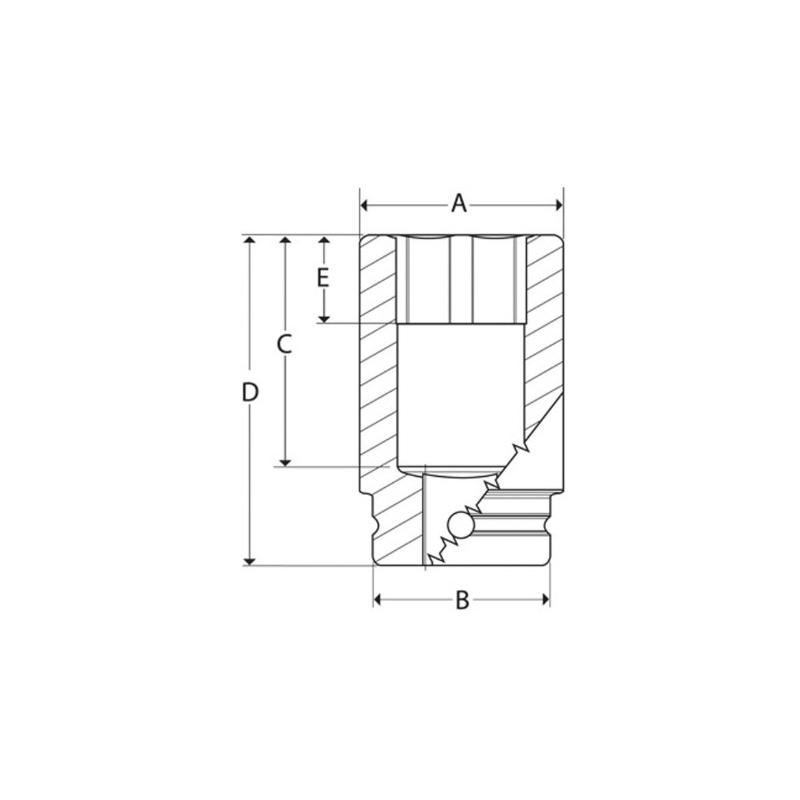 IMFS18 - Nasadka udarowa 3/8" 6-kątna, Semi-Deep, calowa, 9/16"