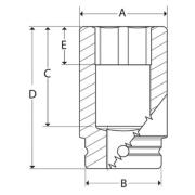 IMFS18 - Nasadka udarowa 3/8" 6-kątna, Semi-Deep, calowa, 9/16"