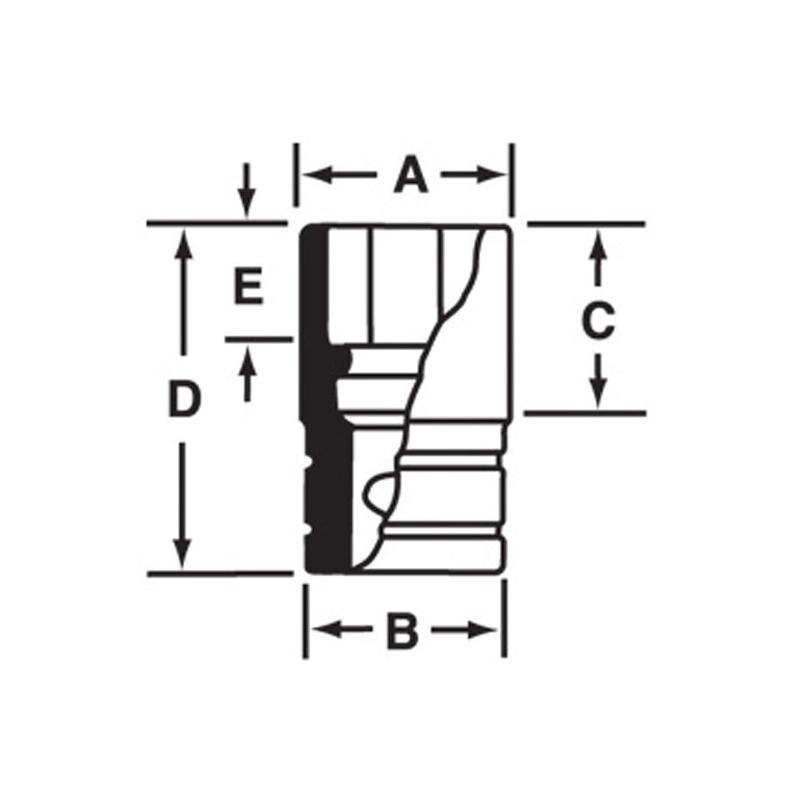 IMFS300 - Nasadka udarowa 1/2" 6-kątna cienkościenna, krótka, calowa, 15/16"