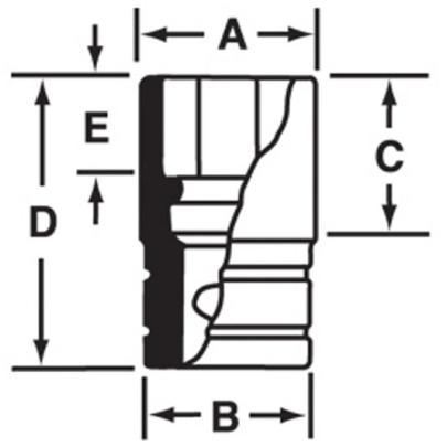 IMFS300 - Nasadka udarowa 1/2" 6-kątna cienkościenna, krótka, calowa, 15/16"