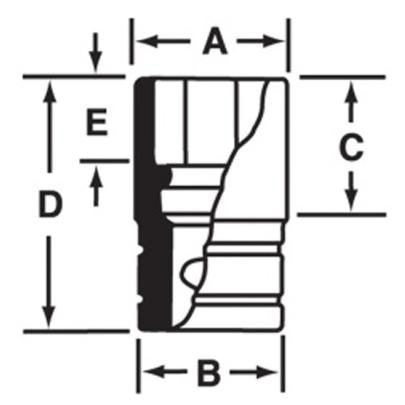 IMFS360 - Nasadka udarowa 1/2" 6-kątna cienkościenna, krótka, calowa, 1'1/8"