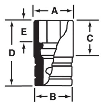 IMFS480 - Nasadka udarowa 1/2" 6-kątna cienkościenna, krótka, calowa, 1'1/2"