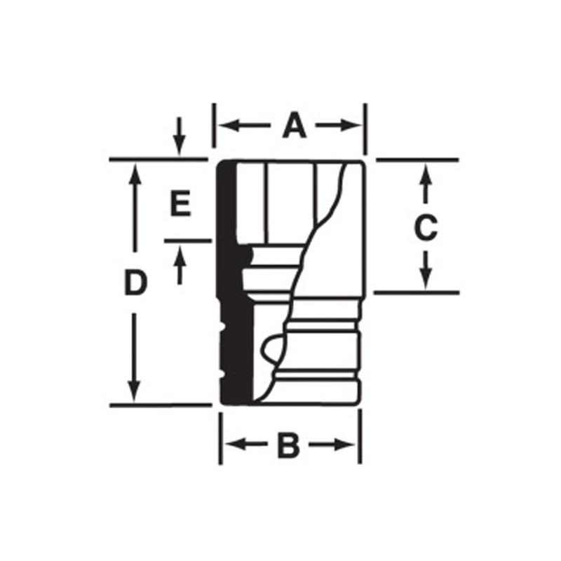 IMM190 - Nasadka udarowa 1/2" 6-kątna, krótka, metryczna, 19 mm
