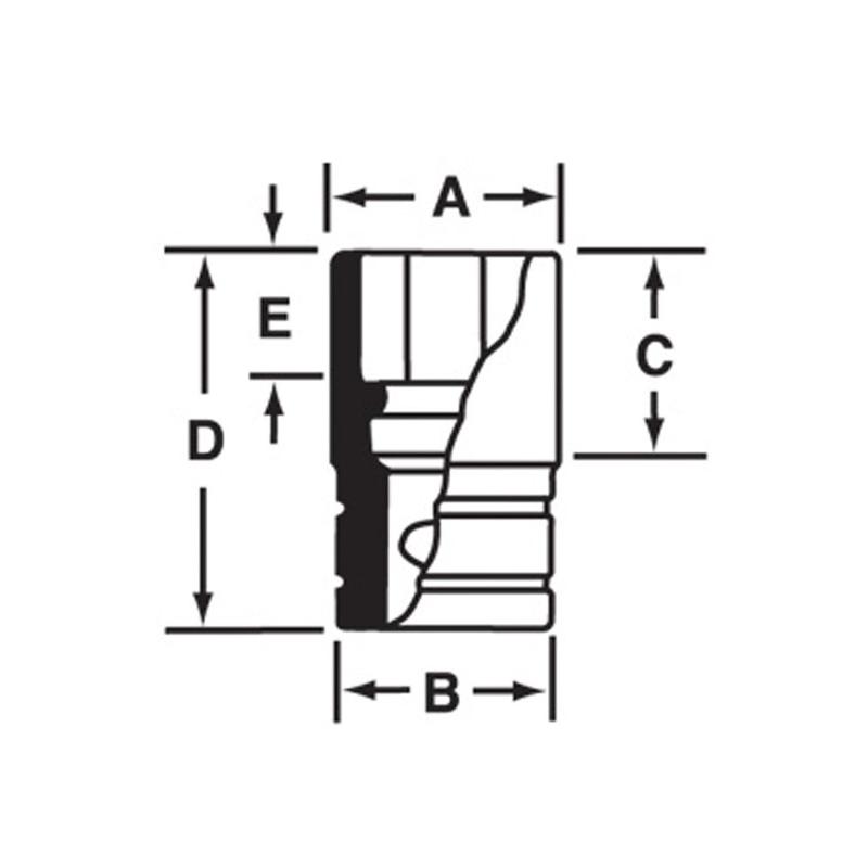 IMM300 - Nasadka udarowa 1/2" 6-kątna, krótka, metryczna, 30 mm