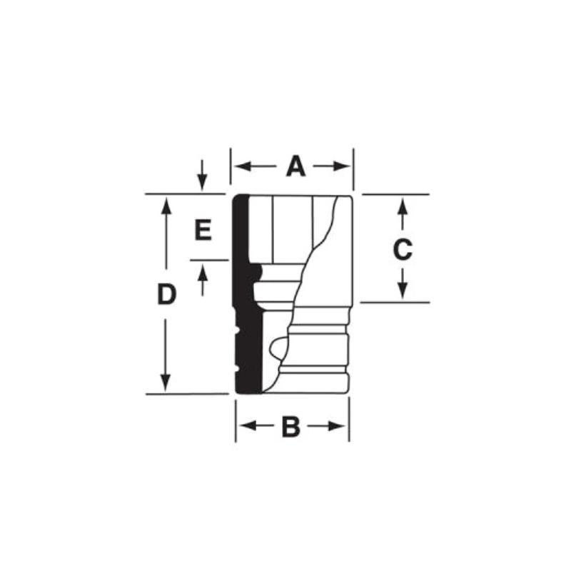 IMMS170 - Nasadka udarowa 1/2" 6-kątna, Semi-Deep, metryczna, 17 mm