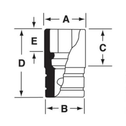 IMMS190 - Nasadka udarowa 1/2" 6-kątna, Semi-Deep, metryczna, 19 mm