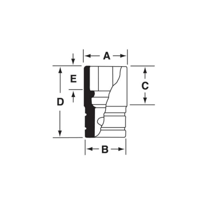 IMMS200 - Nasadka udarowa 1/2" 6-kątna, Semi-Deep, metryczna, 20 mm