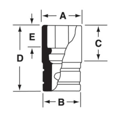 IMMS200 - Nasadka udarowa 1/2" 6-kątna, Semi-Deep, metryczna, 20 mm