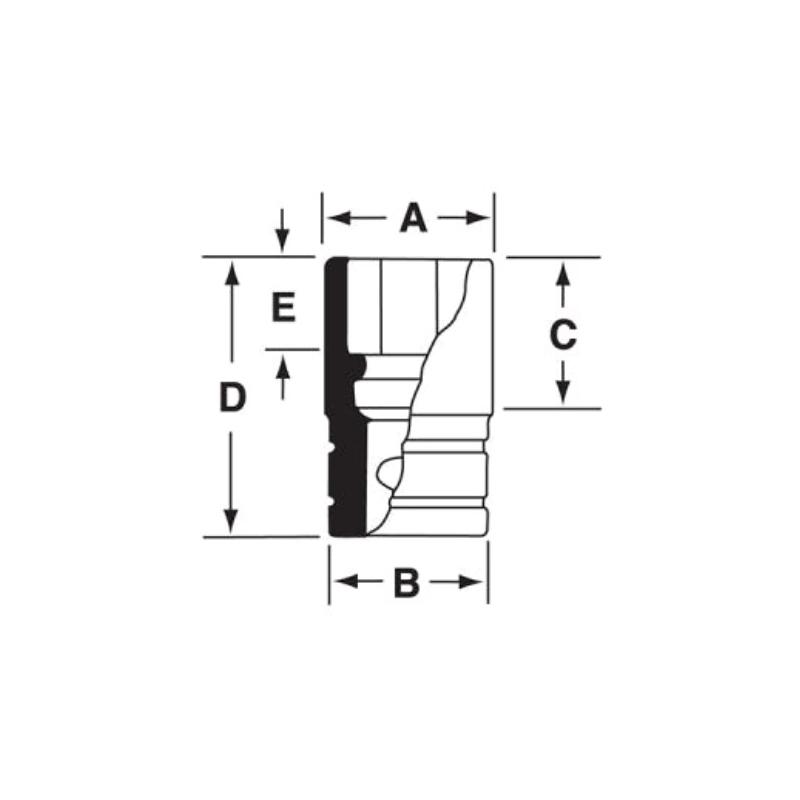 IMMS220 - Nasadka udarowa 1/2" 6-kątna, Semi-Deep, metryczna, 22 mm