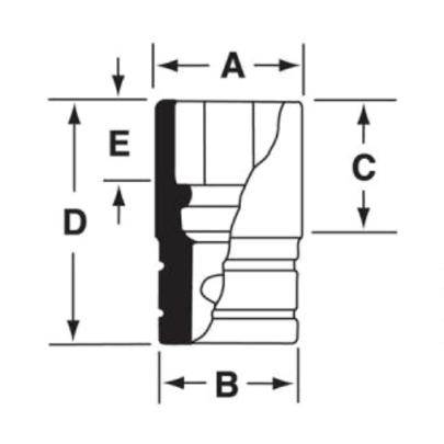 IMMS320 - Nasadka udarowa 1/2" 6-kątna, Semi-Deep, metryczna, 32 mm