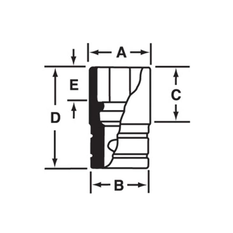 MGMM15 - Nasadka magnetyczna 1/4" 6-kątna, krótka, metryczna, 15 mm