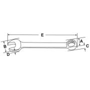 OES14B - Klucz oczkowo-płaski krótki, profil Spline, 7/16"