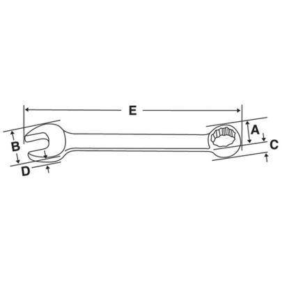 OES14B - Klucz oczkowo-płaski krótki, profil Spline, 7/16"