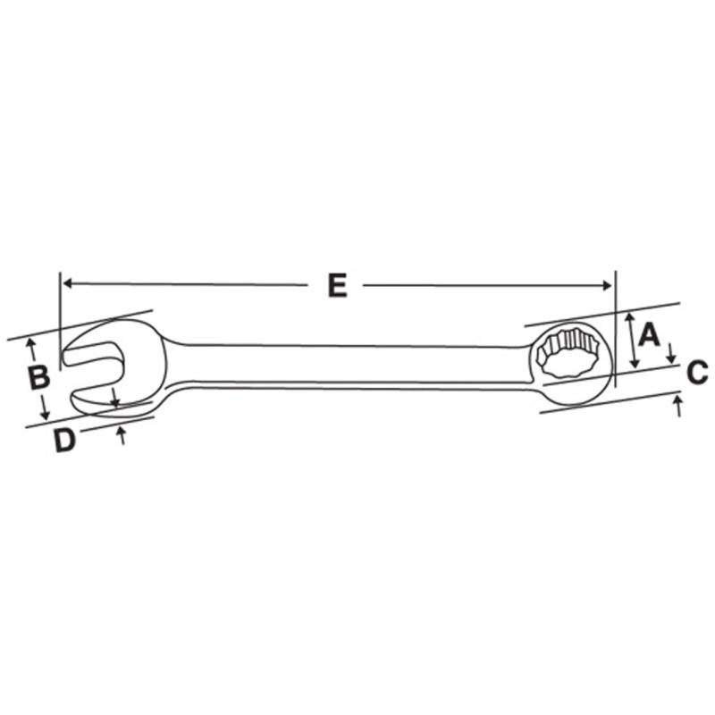 OES24B - Klucz oczkowo-płaski krótki, profil Spline, 3/4"