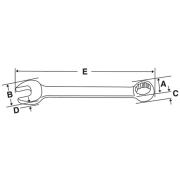 OES24B - Klucz oczkowo-płaski krótki, profil Spline, 3/4"