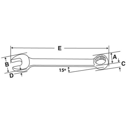 OEX180B - Klucz oczkowo-płaski krótki Flank Drive®, 9/16"