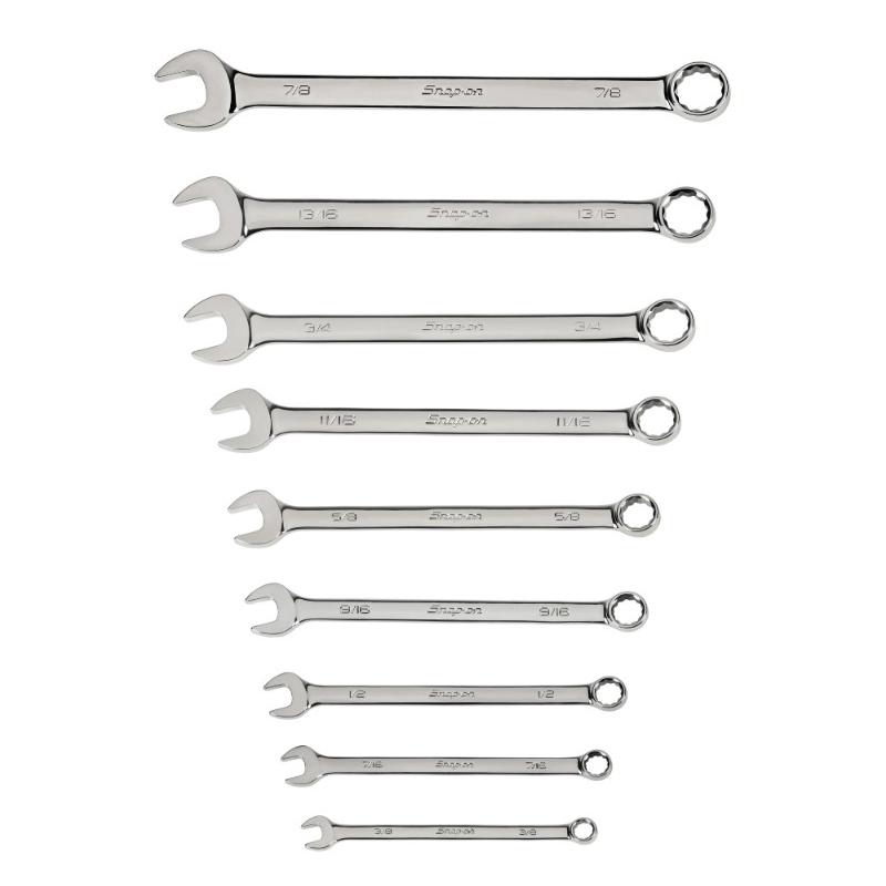 OEX709B - Zestaw kluczy oczkowo-płaskich Flank Drive®, 3/8" - 7/8" (9 szt.)