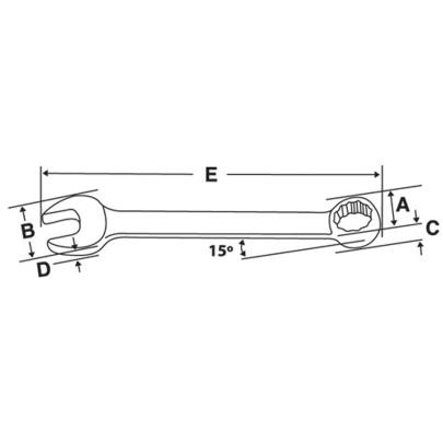 OEXL28B - Klucz oczkowo-płaski długi Flank Drive®, 7/8"